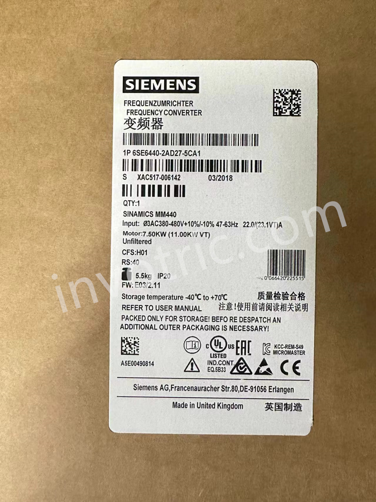 Siemens 6SE6440-2AD27-5CA1-2